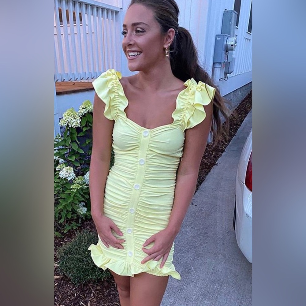 Zara yellow ruffle mini dress. Worn once